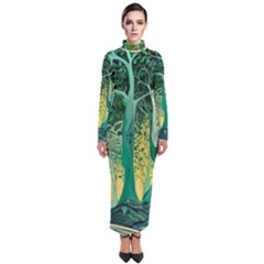 Nature Trees Forest Mystical Forest Jungle Turtleneck Maxi Dress by Ravend