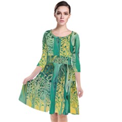 Nature Trees Forest Mystical Forest Jungle Quarter Sleeve Waist Band Dress by Ravend