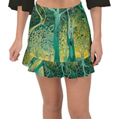 Nature Trees Forest Mystical Forest Jungle Fishtail Mini Chiffon Skirt by Ravend