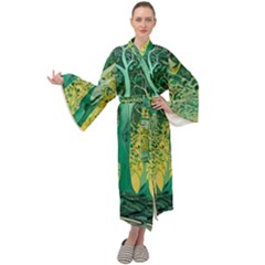 Nature Trees Forest Mystical Forest Jungle Maxi Velvet Kimono by Ravend