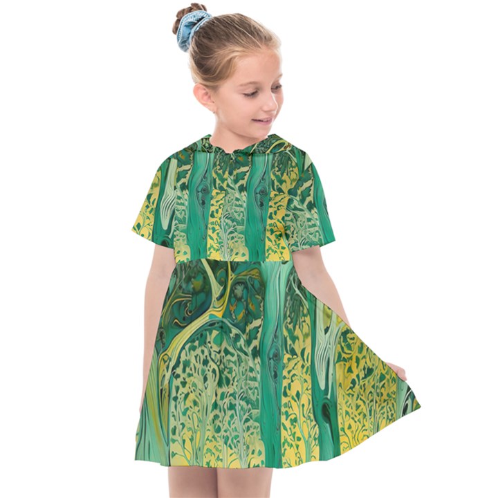 Nature Trees Forest Mystical Forest Jungle Kids  Sailor Dress