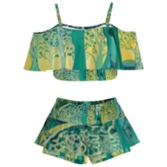 Nature Trees Forest Mystical Forest Jungle Kids  Off Shoulder Skirt Bikini by Ravend