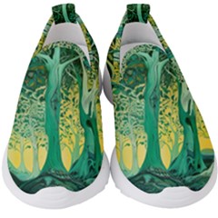 Nature Trees Forest Mystical Forest Jungle Kids  Slip On Sneakers by Ravend