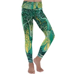 Nature Trees Forest Mystical Forest Jungle Kids  Lightweight Velour Classic Yoga Leggings by Ravend