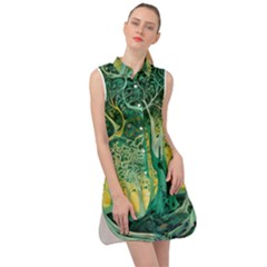 Nature Trees Forest Mystical Forest Jungle Sleeveless Shirt Dress by Ravend