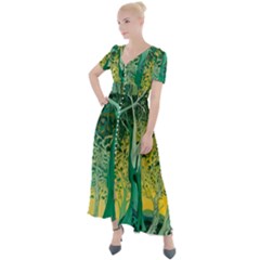 Nature Trees Forest Mystical Forest Jungle Button Up Short Sleeve Maxi Dress by Ravend