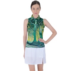 Nature Trees Forest Mystical Forest Jungle Women s Sleeveless Polo Tee by Ravend