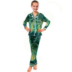 Nature Trees Forest Mystical Forest Jungle Kids  Satin Long Sleeve Pajamas Set by Ravend