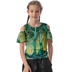 Nature Trees Forest Mystical Forest Jungle Kids  Butterfly Cutout Tee by Ravend