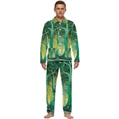 Nature Trees Forest Mystical Forest Jungle Men s Long Sleeve Velvet Pocket Pajamas Set by Ravend