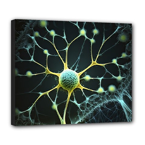 Ai Generated Neuron Network Connection Deluxe Canvas 24  X 20  (stretched) by Ravend