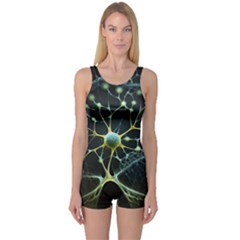 Ai Generated Neuron Network Connection One Piece Boyleg Swimsuit by Ravend