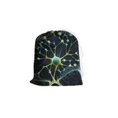 Ai Generated Neuron Network Connection Drawstring Pouch (small) by Ravend