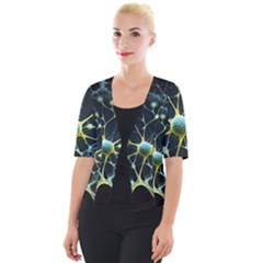 Ai Generated Neuron Network Connection Cropped Button Cardigan by Ravend