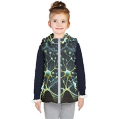 Ai Generated Neuron Network Connection Kids  Hooded Puffer Vest