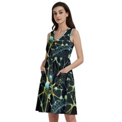 Ai Generated Neuron Network Connection Sleeveless Dress With Pocket by Ravend