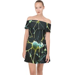 Ai Generated Neuron Network Connection Off Shoulder Chiffon Dress by Ravend