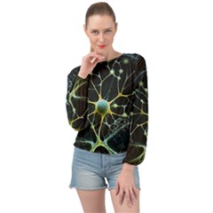 Ai Generated Neuron Network Connection Banded Bottom Chiffon Top by Ravend