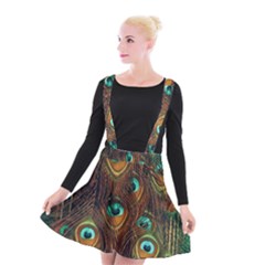 Peacock Feathers Suspender Skater Skirt