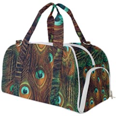 Peacock Feathers Burner Gym Duffel Bag by Ravend