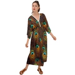 Peacock Feathers Grecian Style  Maxi Dress by Ravend