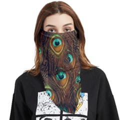 Peacock Feathers Face Covering Bandana (triangle) by Ravend