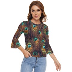 Peacock Feathers Bell Sleeve Top