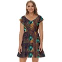 Peacock Feathers Short Sleeve Tiered Mini Dress View1