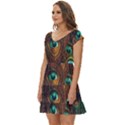 Peacock Feathers Short Sleeve Tiered Mini Dress View2