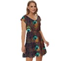 Peacock Feathers Short Sleeve Tiered Mini Dress View3