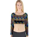 Peacock-feathers-bird-plumage Long Sleeve Crop Top View1