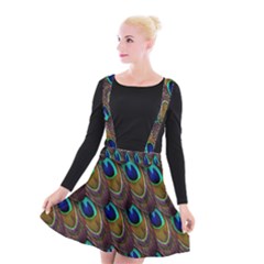 Peacock-feathers-bird-plumage Suspender Skater Skirt