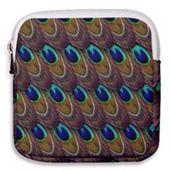 Peacock-feathers-bird-plumage Mini Square Pouch by Ravend