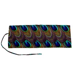 Peacock-feathers-bird-plumage Roll Up Canvas Pencil Holder (s) by Ravend