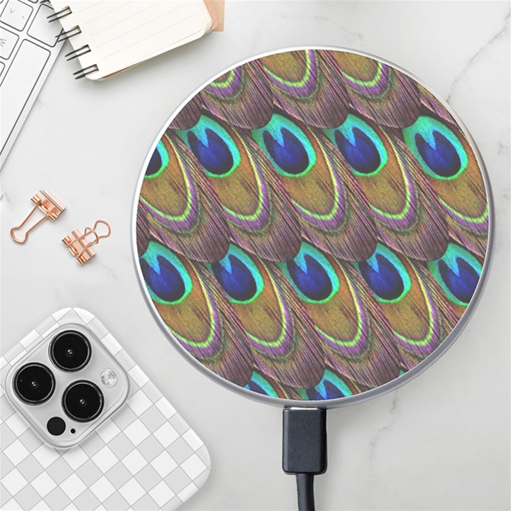 Peacock-feathers-bird-plumage Wireless Fast Charger(White)