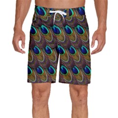 Peacock-feathers-bird-plumage Men s Beach Shorts