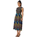 Peacock-feathers-bird-plumage Sleeveless Round Neck Midi Dress View2