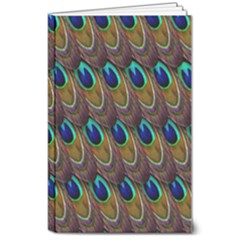 Peacock-feathers-bird-plumage 8  X 10  Softcover Notebook by Ravend