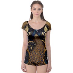 Peacock Plumage Bird Decorative Pattern Graceful Boyleg Leotard  by Ravend