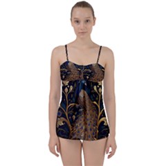 Peacock Plumage Bird Decorative Pattern Graceful Babydoll Tankini Set by Ravend