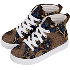 Peacock Plumage Bird Decorative Pattern Graceful Kids  Hi-top Skate Sneakers by Ravend