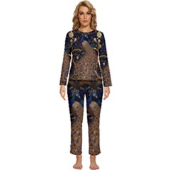 Peacock Plumage Bird Decorative Pattern Graceful Womens  Long Sleeve Lightweight Pajamas Set by Ravend