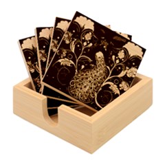 Peacock Plumage Bird Decorative Pattern Graceful Bamboo Coaster Set by Ravend