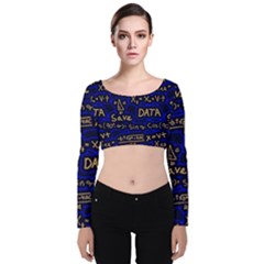 Art Pattern Design Background Graphic Velvet Long Sleeve Crop Top by Ravend