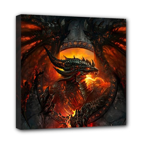 Dragon Art Fire Digital Fantasy Mini Canvas 8  X 8  (stretched) by Celenk