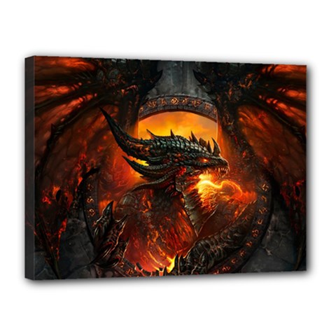 Dragon Art Fire Digital Fantasy Canvas 16  X 12  (stretched) by Celenk