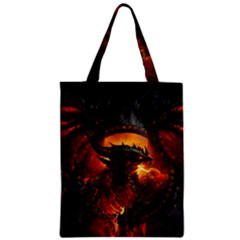 Dragon Art Fire Digital Fantasy Zipper Classic Tote Bag by Celenk