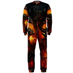 Dragon Art Fire Digital Fantasy Onepiece Jumpsuit (men)