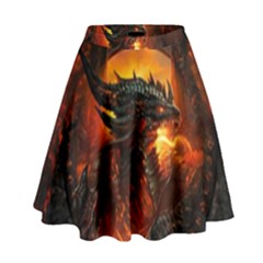 Dragon Art Fire Digital Fantasy High Waist Skirt by Celenk