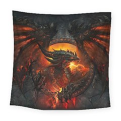 Dragon Art Fire Digital Fantasy Square Tapestry (large)